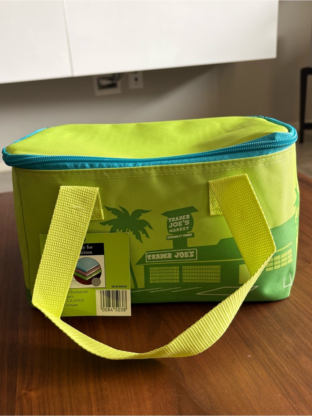 Trader Joe's Lime Green & Blue Mini Insulated Bag